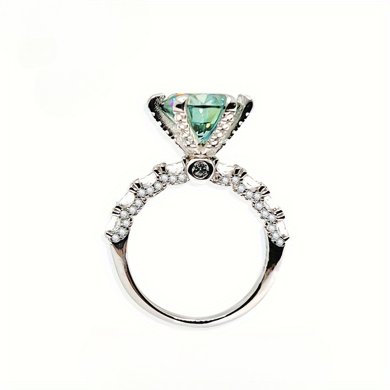 3ct Green Moissanite Ring S925 Sterling Silver Stylish Gift